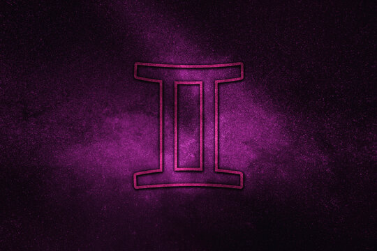 Gemini zodiac sign, night sky, Horoscope Astrology background, Gemini horoscope symbol