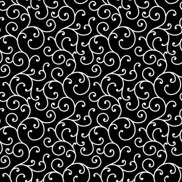 Black and White allover seamless scroll design