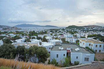 Naklejka premium Cityscape of Bodrum with old greek style houses