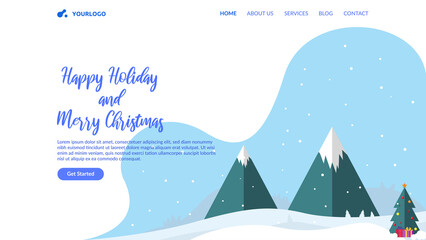 Christmas theme flat landing page, suitable for landing page, website, presentation background.