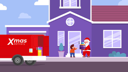 Santa Clause Christmas Gift Box Delivery