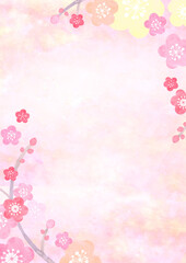 水彩で描いた和風の梅の背景イラスト