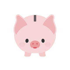 かわいい豚の貯金箱・白バック：ピギーバンク・貯蓄・節約・費用・家計イラスト素材