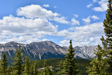 Blue skies over the Canadian Rockies in Alberta