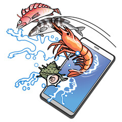 スマートフォンを利用した海鮮の直販