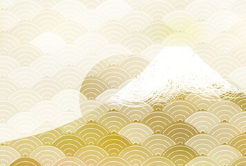 Naklejka premium 富士山 和柄 年賀状 背景