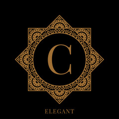 elegant letter C mandala logo template
