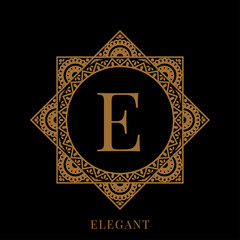 elegant letter E mandala logo template