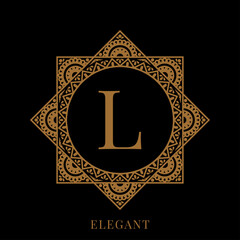 elegant letter L mandala logo template