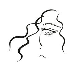 beautiful girl's face lines. Vector illustration. contour drawing of a woman. For beauty spa cosmetics cosmetics massage visage