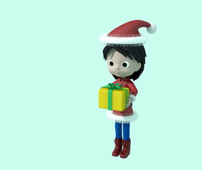 クリスマス・プレゼントを持つサンタクロースの子供