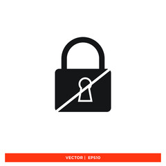 Icon vector graphic of padlock, lock, good for template web app etc