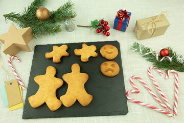 Delicious and crunchy freshly baked gingerbread Christmas gingerbread