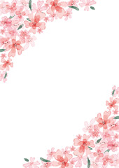 桜の花の装飾フレーム水彩風