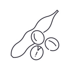 Soybean icon, linear isolated illustration, thin line vector, web design sign, outline concept symbol with editable stroke on white background.