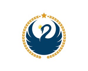 Obraz premium Circular wheat with swan crown inside