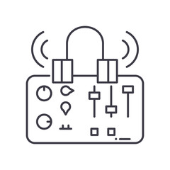Obraz premium Sound producer icon, linear isolated illustration, thin line vector, web design sign, outline concept symbol with editable stroke on white background.
