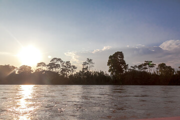 Stunning sunset in Amazon rainforest jungle