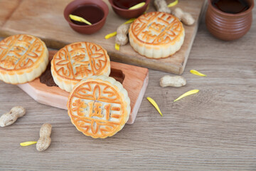 Moon cakes for Chinese traditional festival Mid-Autumn Festival