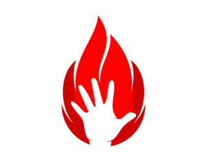 Helping hands inside the fire flame