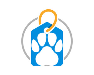 Pet paw inside the price tag logo