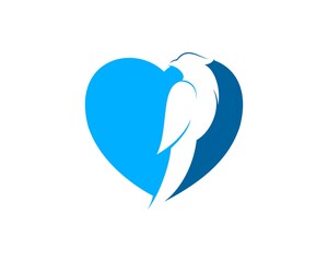 Blue love shape with bird inside