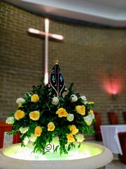 Imagem de Nossa Senhora Aparecida.  Igreja de Nossa Senhora de Lourdes, em Fortaleza, Ceará, Brasil.