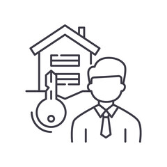 Tenant icon, linear isolated illustration, thin line vector, web design sign, outline concept symbol with editable stroke on white background.