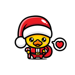 cute duck character wearing santa costume