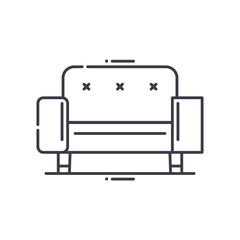 Sofa icon, linear isolated illustration, thin line vector, web design sign, outline concept symbol with editable stroke on white background.