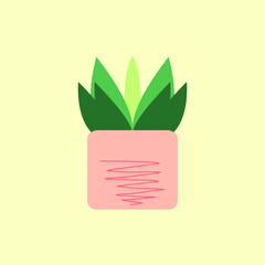 illustration of a green leaf, vector illustration of green plants on pot