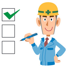 チェックする建築作業員の男性　上半身
