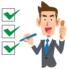 チェックが完了したビジネスマン　上半身
