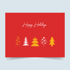 Naklejka premium Cute Christmas Trees. Happy holidays banner, happy new year greeting cards 2021. 