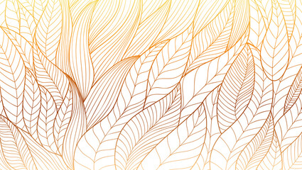 Hand drawn Eco ornament. Stylized plant leaves. Abstract vector line art. Vintage pattern from wavy lines