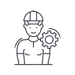 Technician professional icon, linear isolated illustration, thin line vector, web design sign, outline concept symbol with editable stroke on white background.