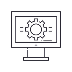 Tech support concept icon, linear isolated illustration, thin line vector, web design sign, outline concept symbol with editable stroke on white background.