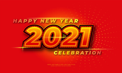 2021 happy new year celebration greetings with bright red background
