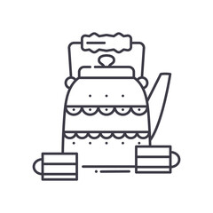 Teapot concept icon, linear isolated illustration, thin line vector, web design sign, outline concept symbol with editable stroke on white background.