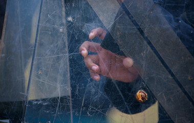 Riot police practice shields and baton
