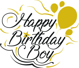 Happy Birthday XXX Hand drew gold and black wish