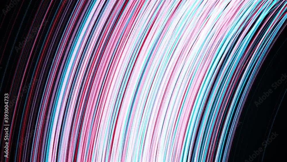 Poster omputer generated stream of thin random lines and particles. 3d rendering arcuate backdrop