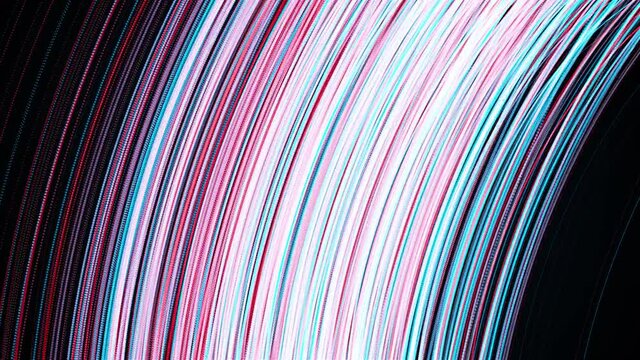 omputer generated stream of thin random lines and particles. 3d rendering arcuate backdrop
