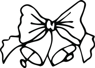 Hand vector illustration. Black and white christmas bells.