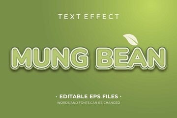 Mung bean text effect. Editable text effect vector design.