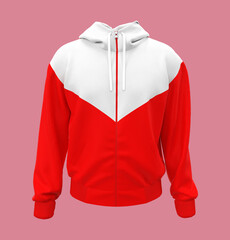 Blank hooded sweatshirt  mockup with zipper in front view, 3d rendering, 3d illustration © Febriana