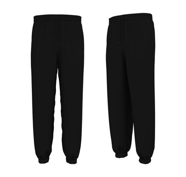 Black jogger pants mockup. Template Sports trousers front view for
