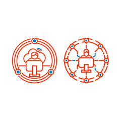 modern thin line digital tech computer worker vector icon