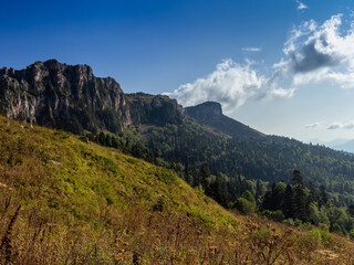 Autumn mountains, a place for nature lovers and tourists on a Sunny day in the bosom of nature.