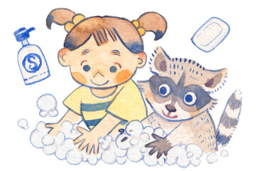 アライグマと手洗い